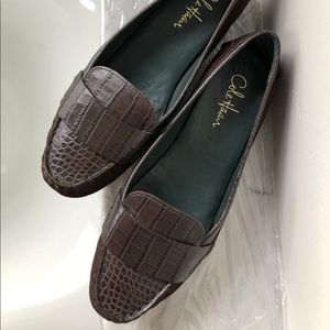 Cole Haan Brown Suede & Faux Alligator Loafers 11B